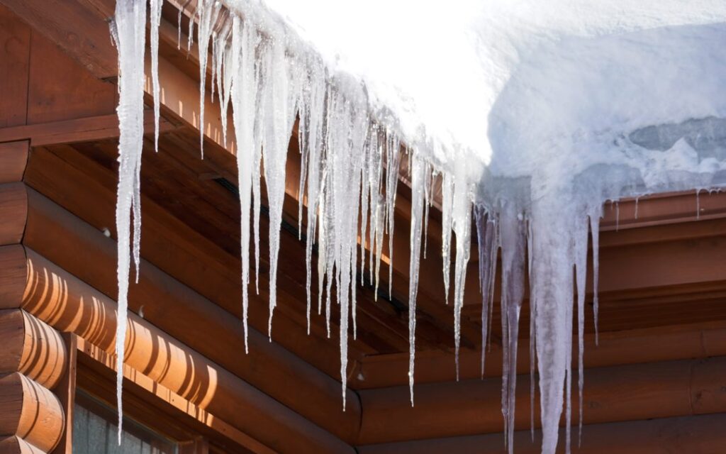 Icicles melt during the day and refreeze at night
